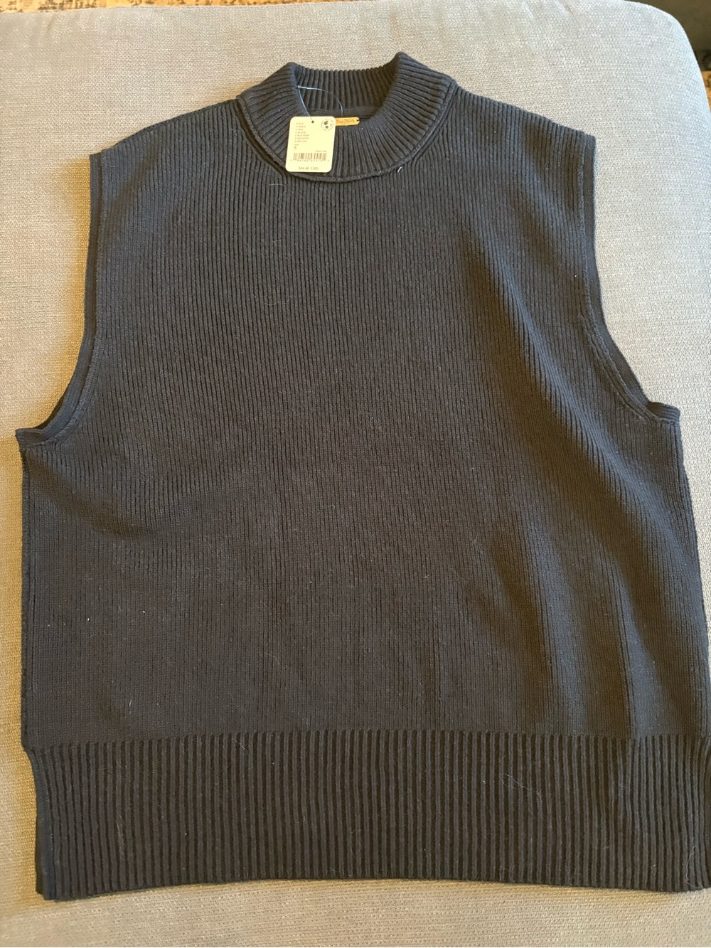 Free People Black Ribbed Sleeveless Turtleneck Top